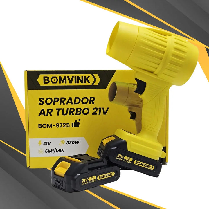 Soprador De Ar Turbo 21v Portátil Com 2 Baterias Recarregável Potente Para Folhas Pó Limpeza