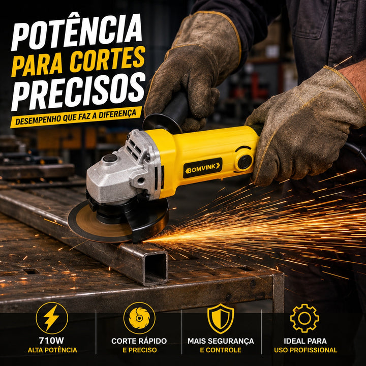 Esmerilhadeira Angular 710W Corte Metal Desbaste Profissional