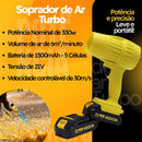 Soprador De Ar Turbo 21v Portátil Com 2 Baterias Recarregável Potente Para Folhas Pó Limpeza