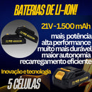 Soprador De Ar Turbo 21v Portátil Com 2 Baterias Recarregável Potente Para Folhas Pó Limpeza