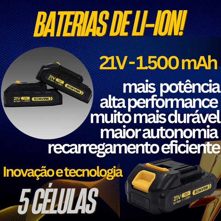 Soprador De Ar Turbo 21v Portátil Com 2 Baterias Recarregável Potente Para Folhas Pó Limpeza