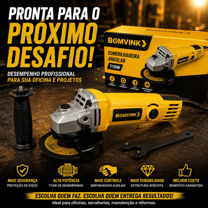 Esmerilhadeira Angular 710W Corte Metal Desbaste Profissional
