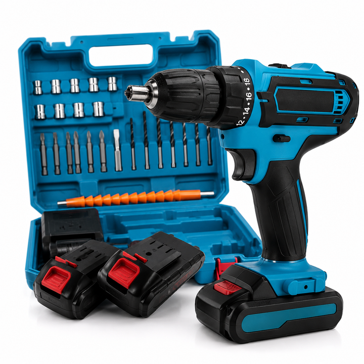 Parafusadeira Furadeira 48V + Kit Completo com 2 Baterias e Maleta | Potência Profissional para Qualquer Projeto
