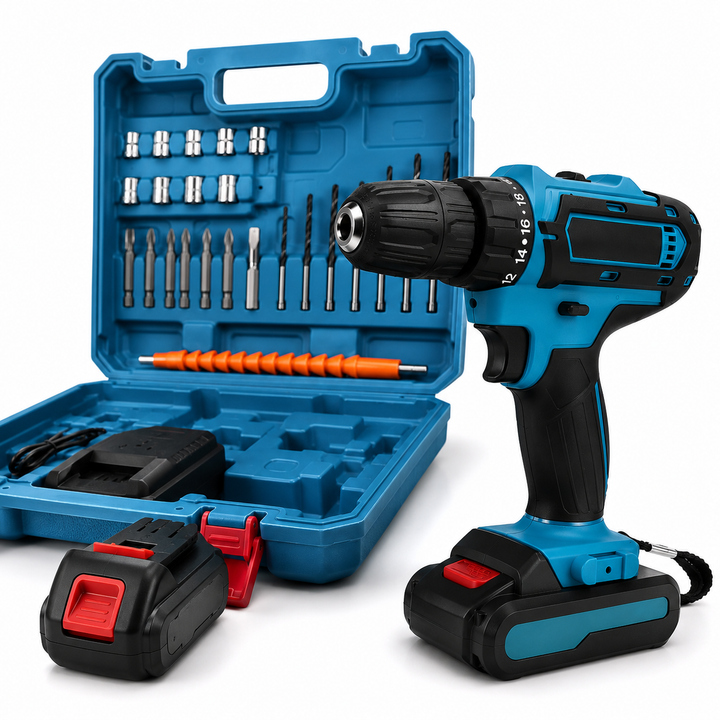 Parafusadeira Furadeira 48V + Kit Completo com 2 Baterias e Maleta | Potência Profissional para Qualquer Projeto