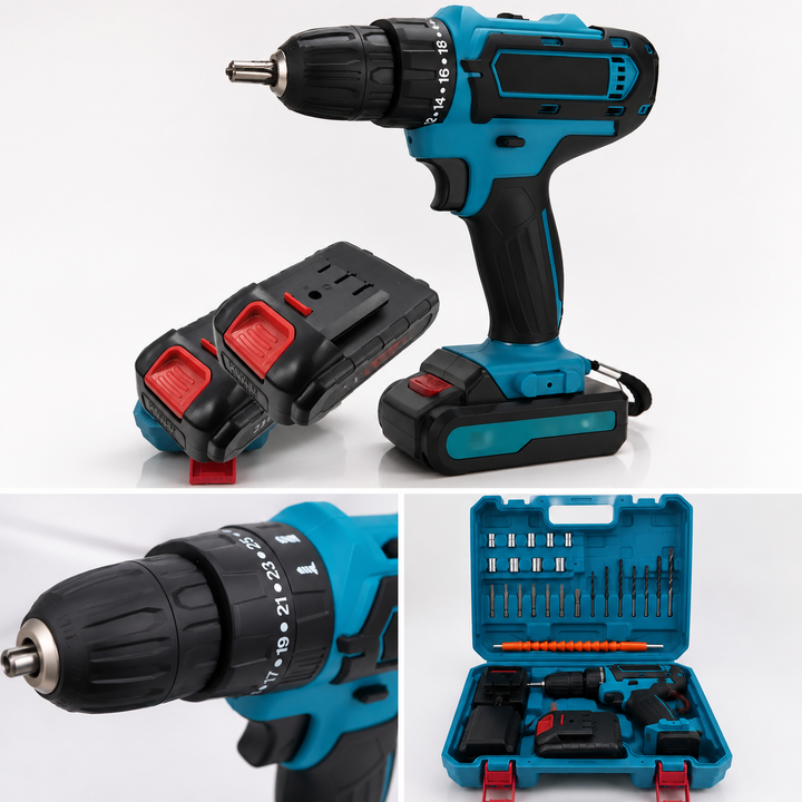 Parafusadeira Furadeira 48V + Kit Completo com 2 Baterias e Maleta | Potência Profissional para Qualquer Projeto