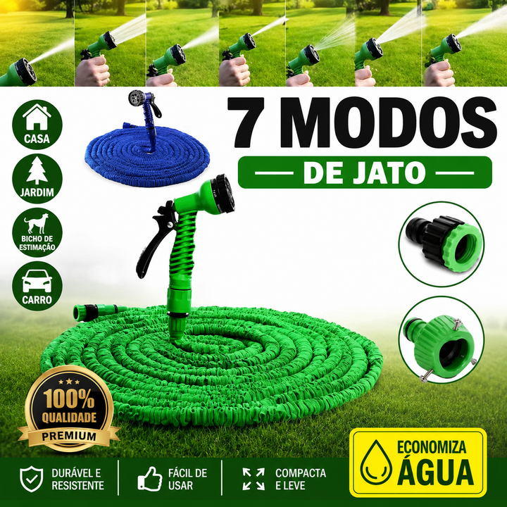 Mangueira Mágica Retrátil Flexível Elástica 30 Mts 7 Jatos Jardim e Carro