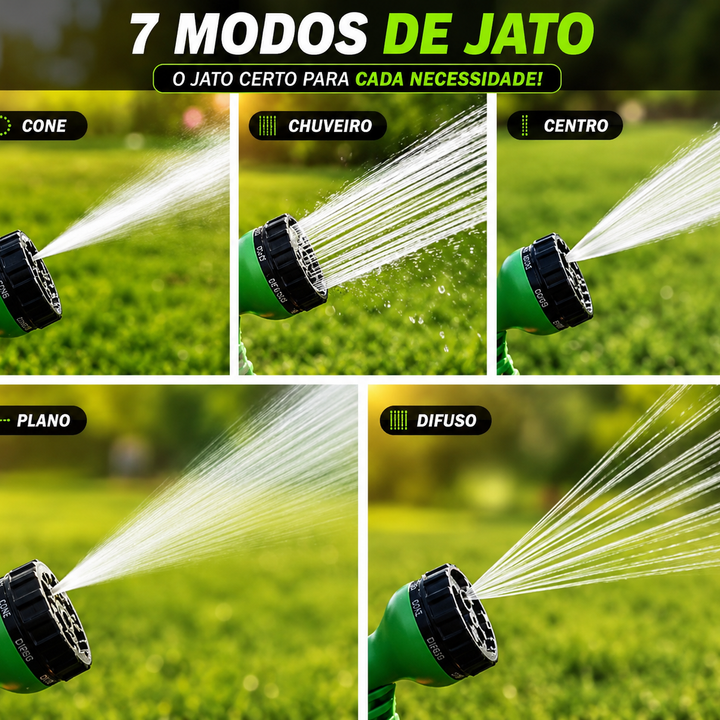Mangueira Mágica Retrátil Flexível Elástica 30 Mts 7 Jatos Jardim e Carro