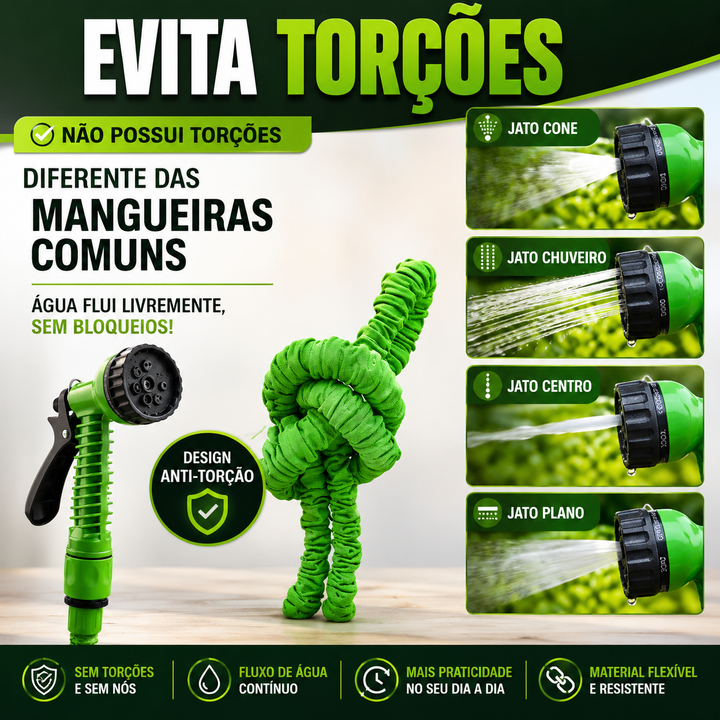 Mangueira Mágica Retrátil Flexível Elástica 30 Mts 7 Jatos Jardim e Carro