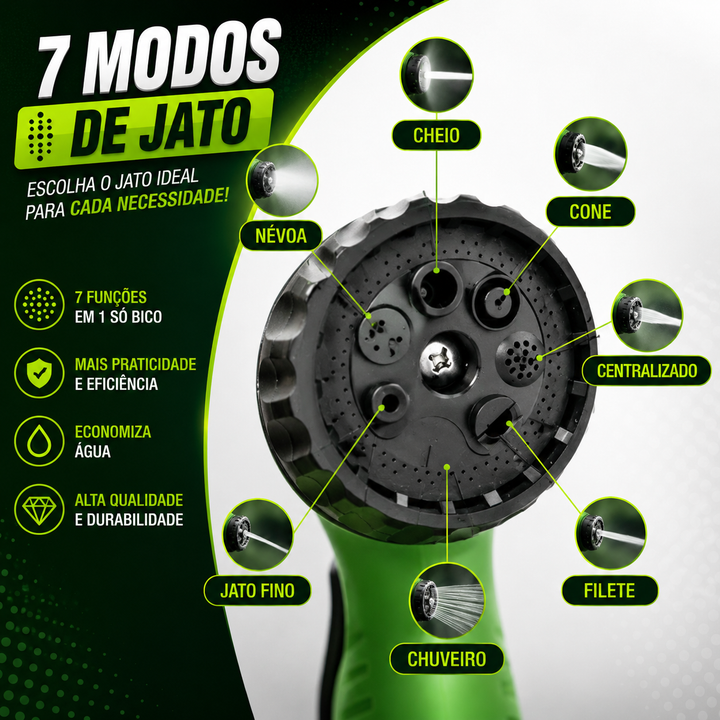 Mangueira Mágica Retrátil Flexível Elástica 30 Mts 7 Jatos Jardim e Carro