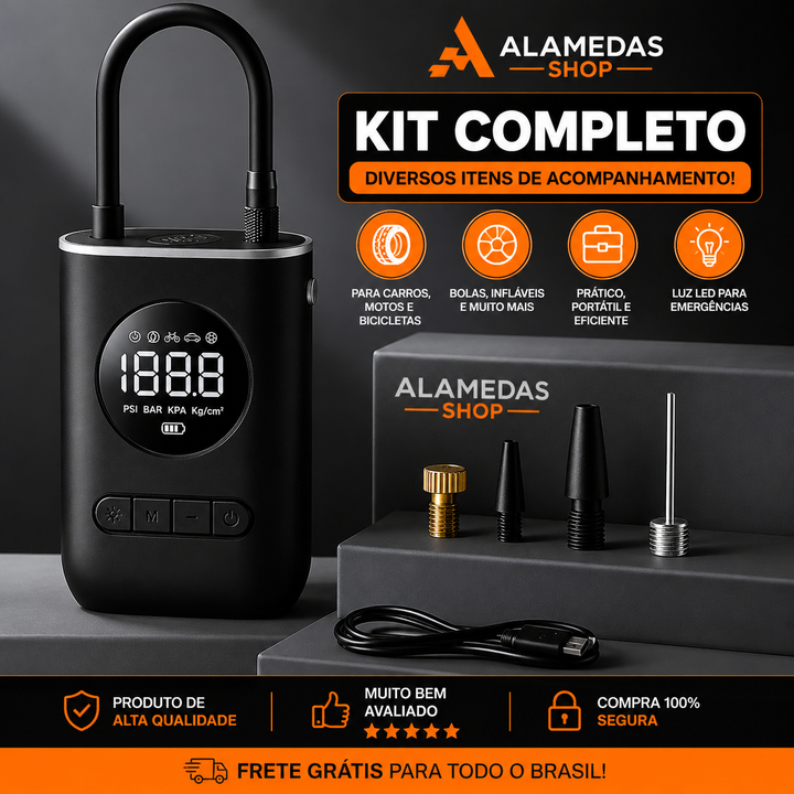 Compressor de Ar Portátil MAXTURBOPRO3™ + 4 Brindes Exclusivos + Frete Grátis