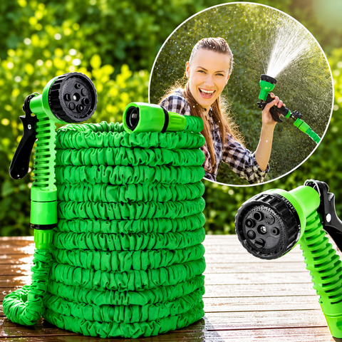 Mangueira Mágica Retrátil Flexível Elástica 30 Mts 7 Jatos Jardim e Carro
