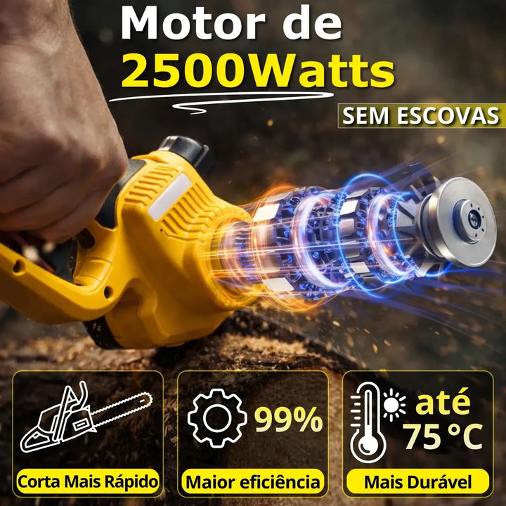KIT COMPLETO Mini Motosserra 21V com 2 Baterias | Mais Autonomia, Cortes Precisos e Muito Menos Esforço