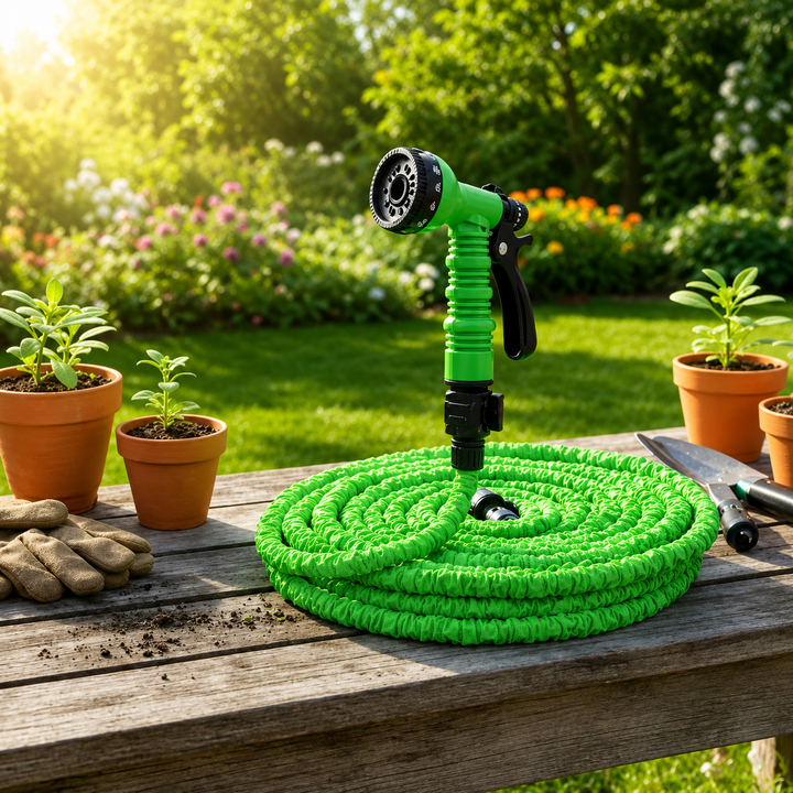 Mangueira Mágica Retrátil Flexível Elástica 30 Mts 7 Jatos Jardim e Carro