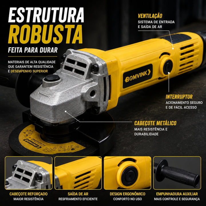 Esmerilhadeira Angular 710W Corte Metal Desbaste Profissional