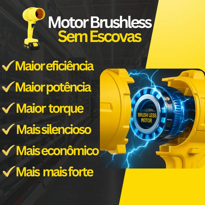 Soprador De Ar Turbo 21v Portátil Com 2 Baterias Recarregável Potente Para Folhas Pó Limpeza