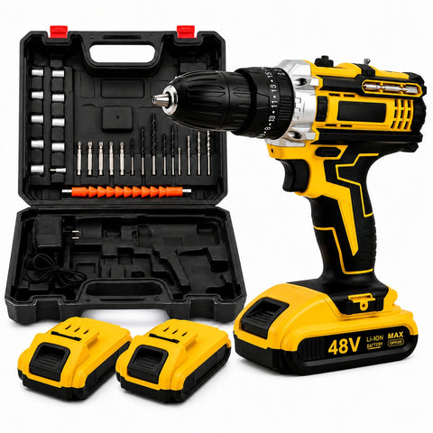 Parafusadeira e Furadeira Impacto 48v 2 Baterias + Maleta Com Acessórios Kit Completo