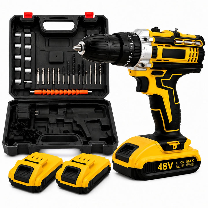 Parafusadeira e Furadeira Impacto 48v 2 Baterias + Maleta Com Acessórios Kit Completo